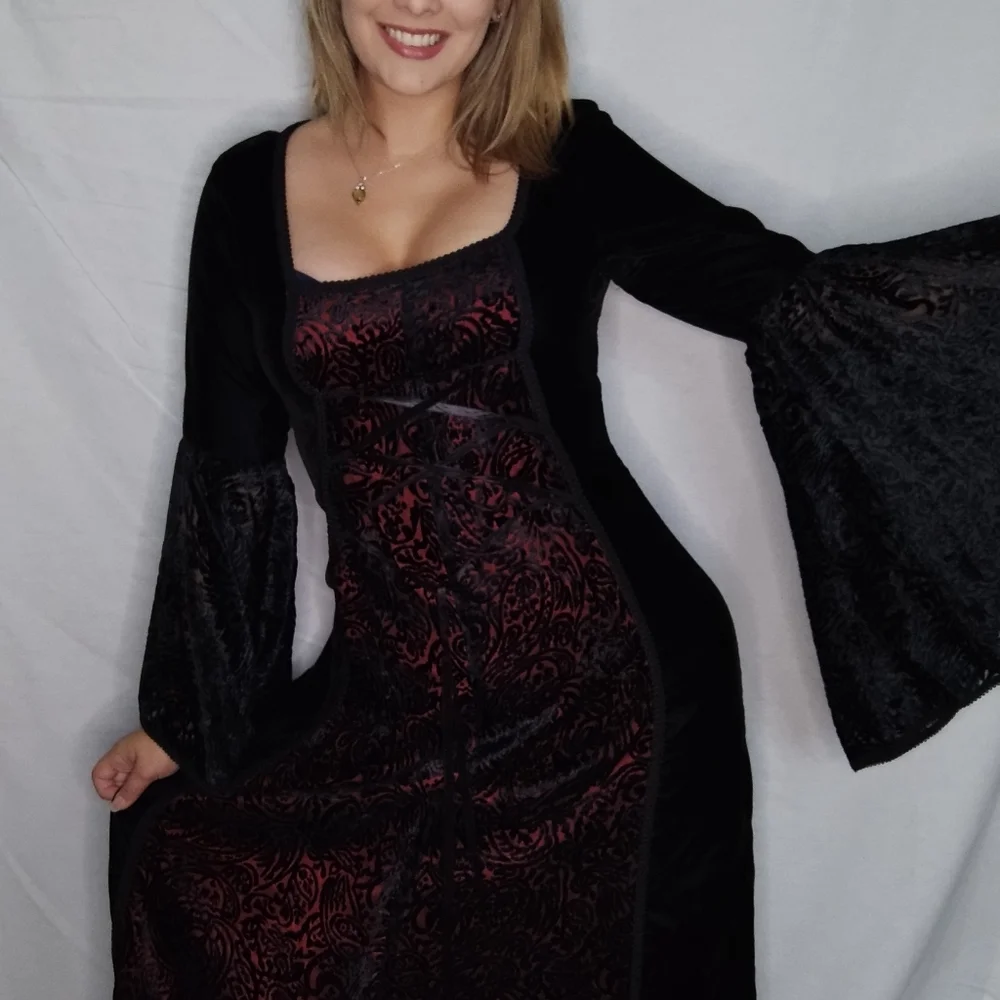 Vintage 90s lipservice Gothic valentines medieval Renaissance dress - Picture 2 of 15